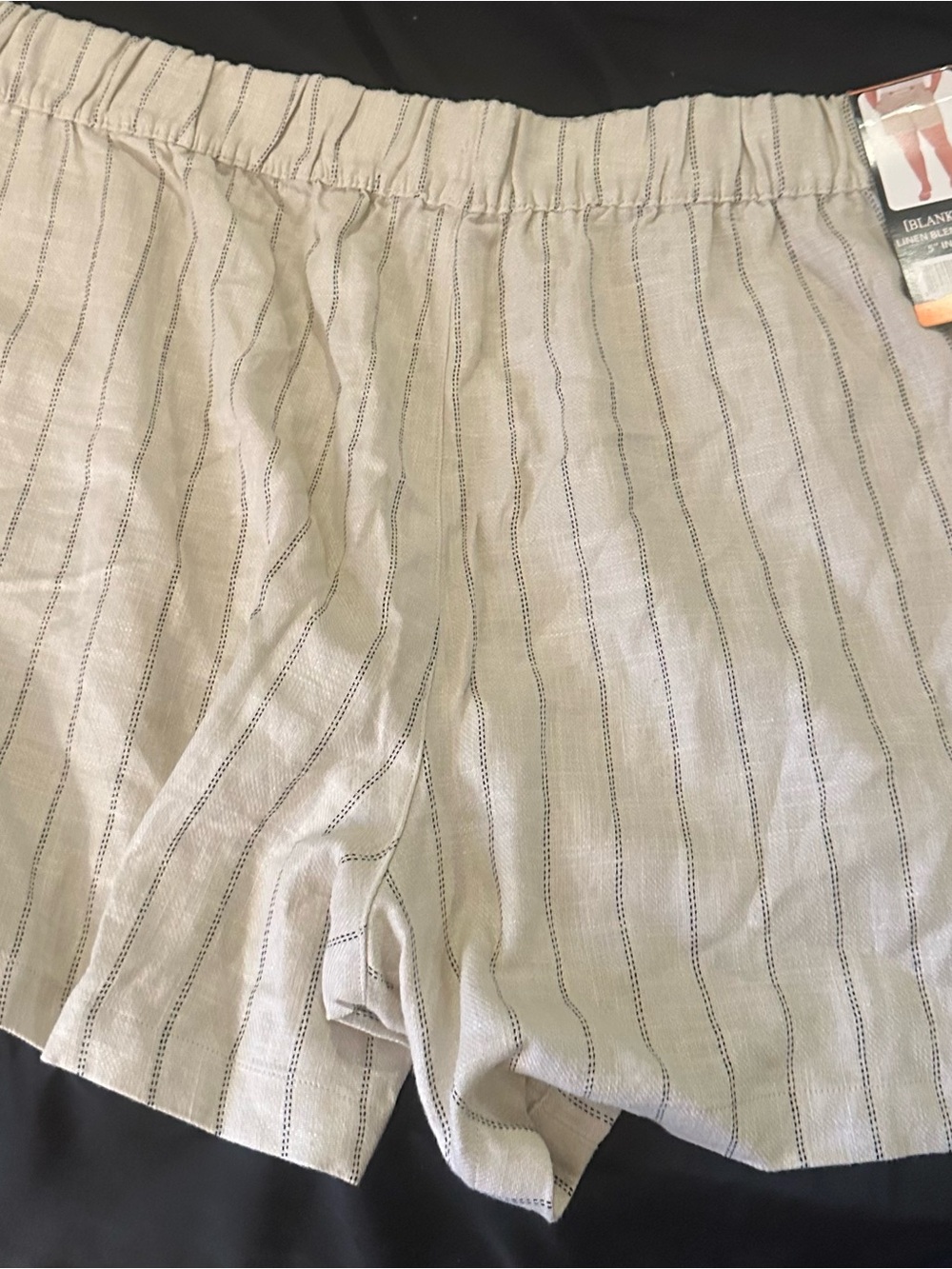 Blank NYC Cream Stripe Linen-Blend Shorts